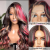 Skunk Stripe Glueless Wigs Black Red Blonde Highlights Body Wave Wig Human Hair