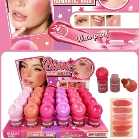 ROMANTIC RAIN腮红甜漾微醺腮红液体哑光海绵头显嫩显白六色多用