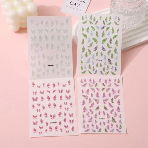 玫瑰美甲日系贝壳光粉蝶美甲贴纸新款超仙气粉蝶翩翩背胶美甲贴纸
