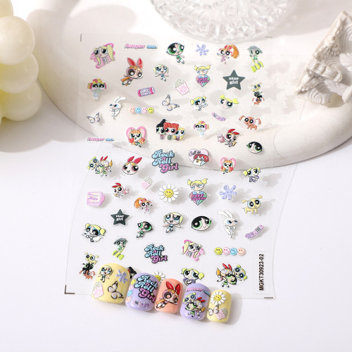 玫瑰日系库乐米飞天小女警米贴纸防水指甲贴装饰