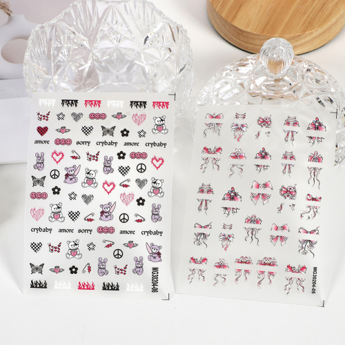 玫瑰美甲薄韧辣妹甜美美甲贴纸欧美蛇朋克暗黑御姐指甲贴荧光粉