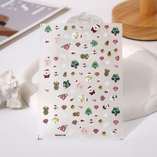 玫瑰美甲日系贴纸爆指甲贴纸圣诞系列卡通美甲贴