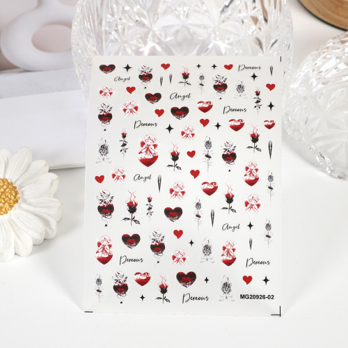 玫瑰玫价薄韧病娇丧仙风玩偶兔子贴纸装饰日系卡通蝴蝶结浮雕指甲