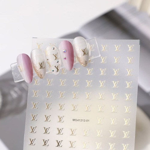 绚烂烫金字母笑脸蝴蝶美甲贴纸日系烫金银色花火指甲贴纸美甲饰品