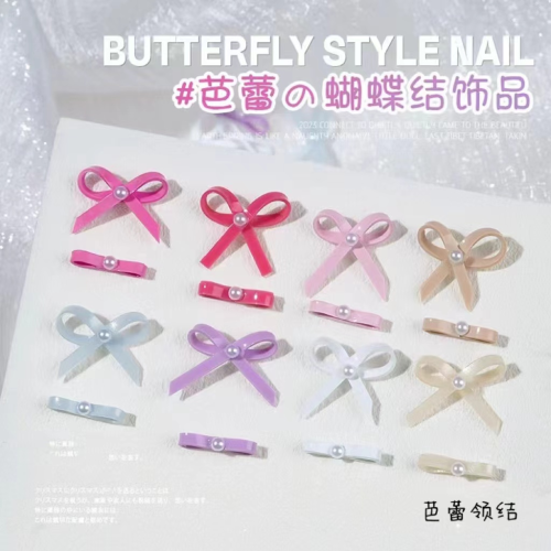 Japanese-Style and Internet-Famous Ballet Bow Three-Dimensional Nail Ornament Macaron Girl Nail Stickers Resin New Bow Tie