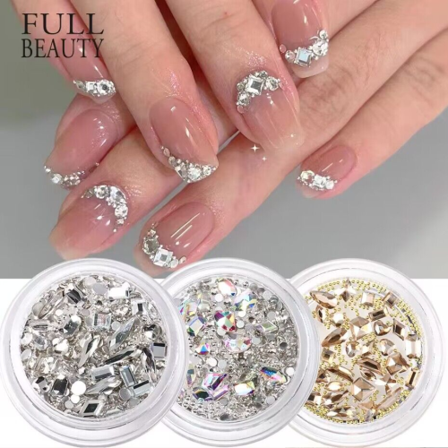 manicure wear nail material package crooked heart butterfly love moon axe fat square bottoming drill nail crystal