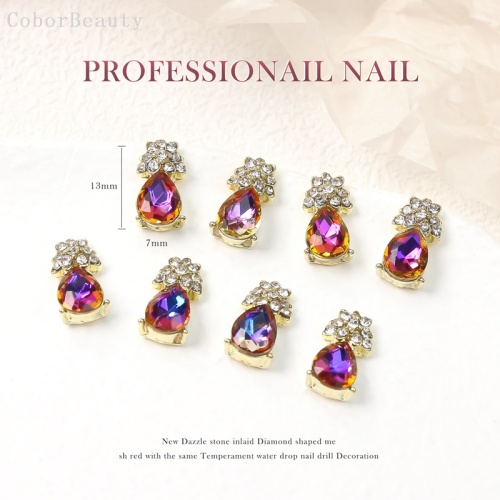 cross-border special for new nail art new water drop alloy color diamond jewelry nail decoration nail sticker wholesale
