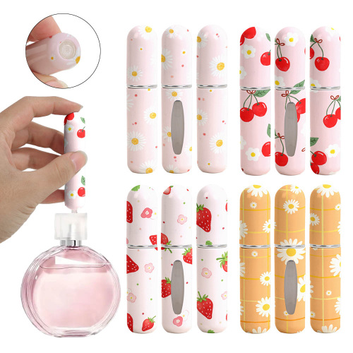 2025新款清新水果小雏菊印花香水分装瓶便携旅行底部直充喷雾瓶