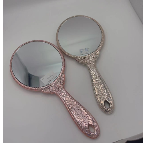 retro handled small mirror princess portable mirror beauty salon handheld mirror round rose handle mirror new