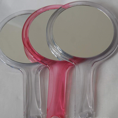 popular fashion translucent mirror wholesale portable beauty salon dressing handheld double-sided handle mirror