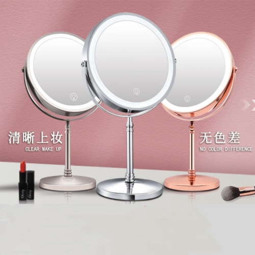 cross-border 8-inch led makeup mirror with light desktop dressing mirror enlarged 5x double-sided mirror usb fill light mirror wholesale