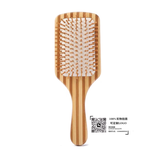 bamboo solid wood air cushion wooden comb multi-functional massage comb large striped handle with holes printable logo manufacturer