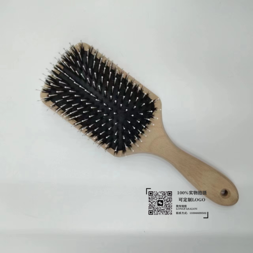 factory in stock wholesale beech bristle hair curling comb fluffy shape protection straight hair comb high temperature resistant solid wood rolling comb