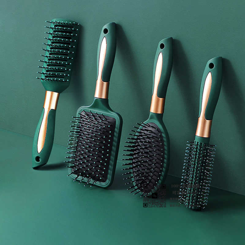 manufacturers supply dark green rubber paint air cushion comb massage comb hair curling comb airbag comb plastic shunfa hairdressing comb