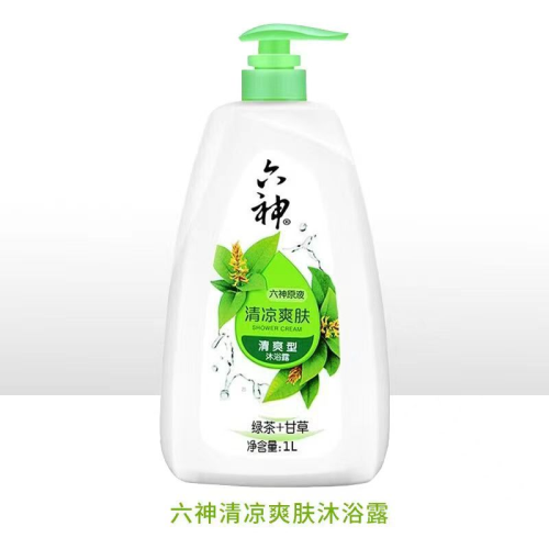 Liushen Cool and Refreshing Shower Gel （Green Tea + Licorice） 750ml Moisturizing Shower Gel 
