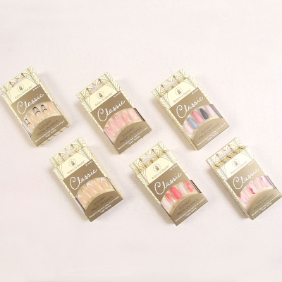 INS Hot Sale 30 Pieces Nail Art Long T-Shaped Wear Nail with Diamond Semi-Transparent Nude Ballet Fake Nails with Kit