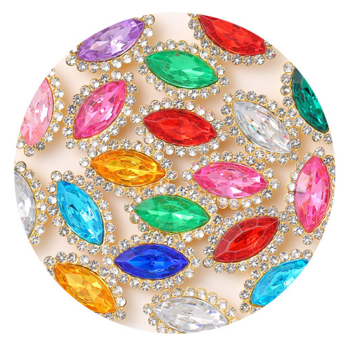 cross-border double-layer horse eye diamond anti-fall sunflower rhinestone diy edging acrylic hand sewing drill mixed