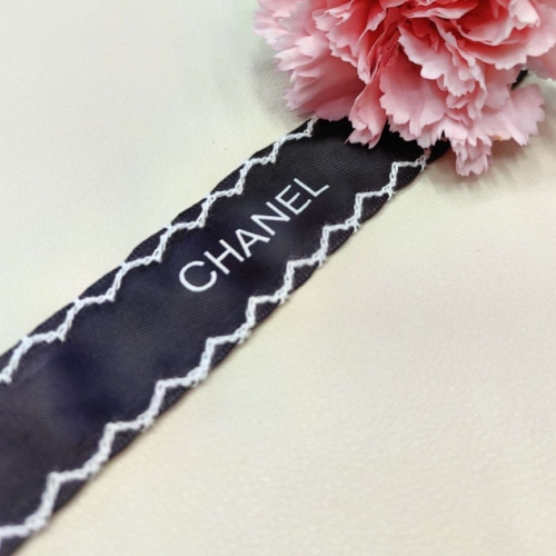 factory direct sales 8 points printing edge double-sided polyester with chanel style customized various logo printing ribbon size 100