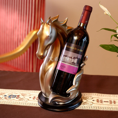 Crafts Horse Head Wine Rack Living Room TV Wine Cabinet Office Decoration Home Decorations New Year Gift