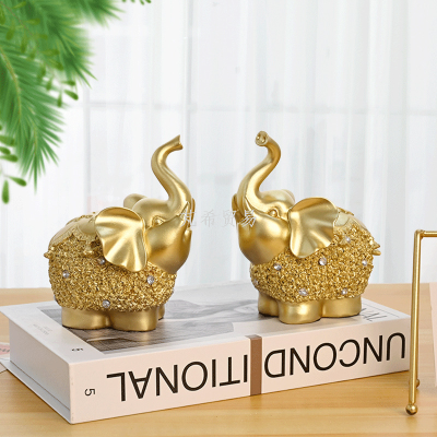 Resin Desktop Small Ornaments Happy Elephant Desk Model Room Home Gift Decorations Decoration Light Luxury