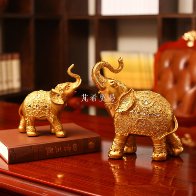 Auspicious Mother and Child Elephant Resin Craft Ornament Home Living Room TV Cabinet Decoration Elephant Ornaments