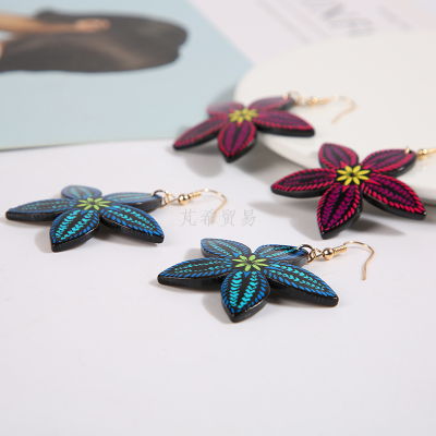 Diy Earrings Starfish Pattern Acrylic Earrings Five-Leaf Flower Trend Five-Pointed Star Fashion Earrings Retro
