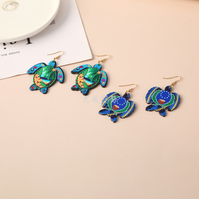 DIY Earrings Style Turtle Ear Hook Hawaii Vacation Style Earrings Green Turtle Beach Travel Jewelry