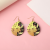 DIY Yellow Printings Drop-Shaped Earrings Mild Luxury Retro Gold Contrast Earrings Exaggerating Unique Earrings