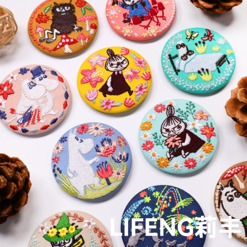 cartoon anime embroidery tinplate commemorative badge clothing accessories embroidered badge cute round fabric brooch