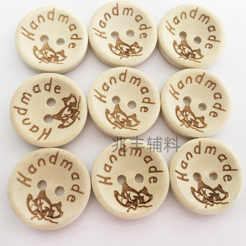 English Wooden Buttons Cross-Border Hot Bowl-Shaped Carved Handwithlove Creative Style Handmade Wooden Buttons