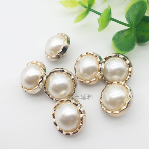Factory Direct Sales Spot round Plastic Pearl Button Double Stitching Imitation Pearl High Foot Mushroom Button Hand Sewing Plastic Buckle