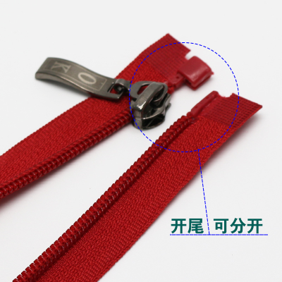 Huada Die Casting Hongyu Zipper Factory Direct Sales 5# Nylon Open Fancy Head Clothing Zipper