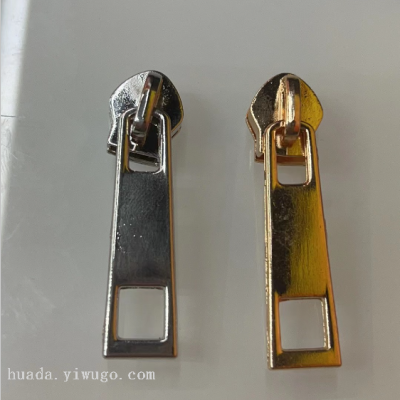 Yiwu Huada Die Casting Hongyu Zipper Factory Direct Sales 5# Metal Large Plate Bright Gold Bright Silver Luggage Pull Head