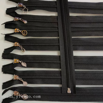 Africa Hot Sale! Yiwu Huada Die Casting Hongyu Zipper Factory Direct Sales 5# Nylon Open Fancy Head Zipper