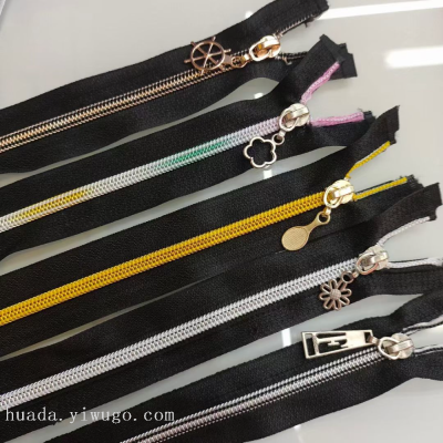 Yiwu Huada Die Casting Hongyu Zipper Factory Direct Sales Gold Tooth Silver Tooth Colorful Tooth Zipper