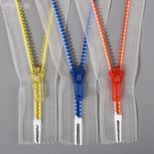 resin zipper color transparent mesh edge closed tail zipper clothing sun-protective clothing pocket zipper wholesale
