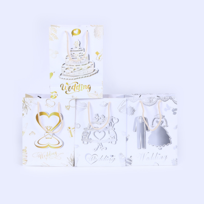 Wedding Theme Printing Pattern Portable Gift Bag Wedding Candies Box Paper Bag Holiday Gift Bag Packaging Handbag Wholesale