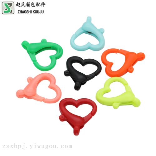 Heart-Shaped Hook Buckle Luggage Accessories Candy Color Keychain Backpack Connection Buckle in Stock Wholesale Color Plastic Manufacturer