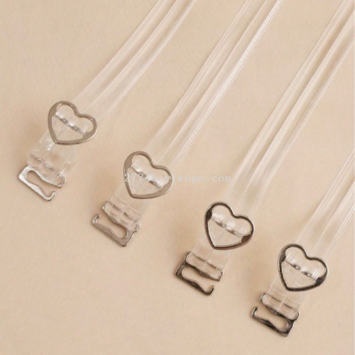 新款透明肩带带心形环装饰 -舒适有弹性的文胸配件，性感优雅设计