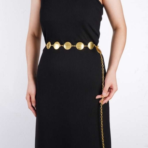 fashion high-end metal waist chain gold available clothes decoration， dress decoration， classic style decorative button