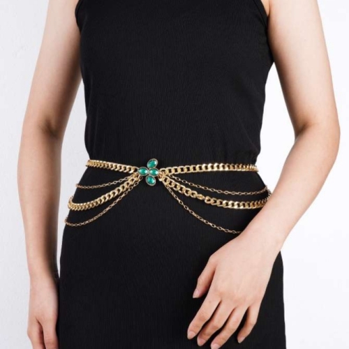 high-end fashion hanging beads waist chain， clothes decorative buckle， dress， skirt， coat， classic style