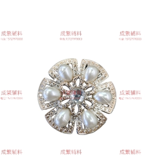 six-petal flower plastic uv electroplating button bottom pillow window decoration decorative buckle diamond pearl high-end versatile