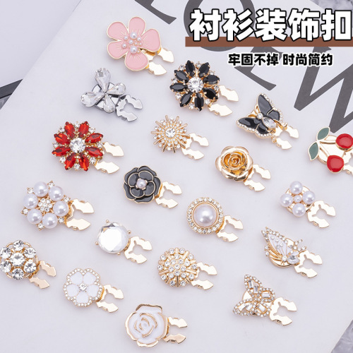 服饰纽扣饰品质感圆形扣子配件跨境热销电镀彩色水钻珍珠新款袖扣