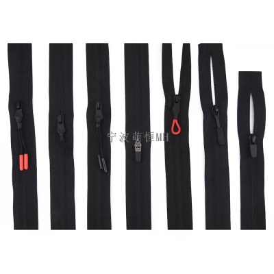 Nylon Coil Zipper #5 Reverse Zipper Separating Zipper Black Sewing Zipper with Custom Zipper Slider or Puller