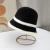Plush Stitching Woolen Bucket Hat Women's Autumn and Winter Warm Big Head Circumference Show Face Small Bucket Hat Tide