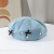 Bow Rhinestone Denim Beret Women's Korean-Style Face Slimming Beret Painter Hat Big Head Circumference Hat Trendy