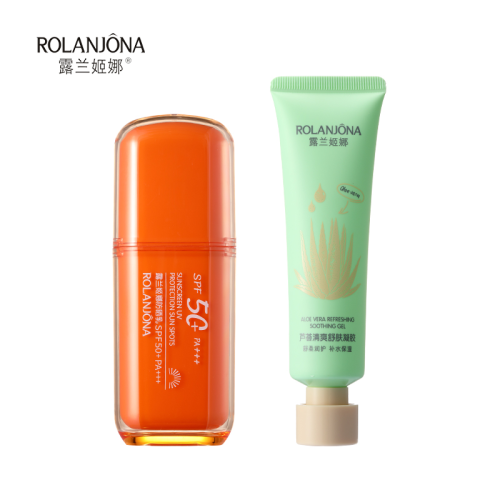 rolanjona youth double protection sun protection line set box uv protection （sunscreen lotion 30g， gel 60g）
