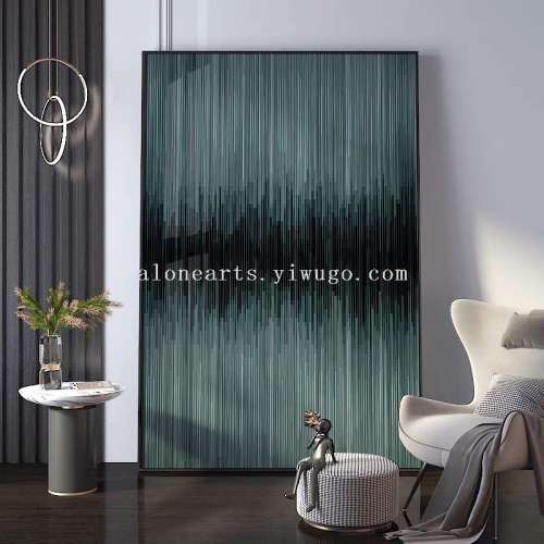 abstract fantasy light luxury living room hallway decorative painting green line background wall mural corridor aisle vertical hanging painting