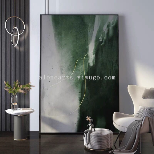 Abstract Dreamy Light Luxury Living Room Entrance Decorative Painting Green line Background Wall Mural Corridor Aisle Vertical Hanging Painting