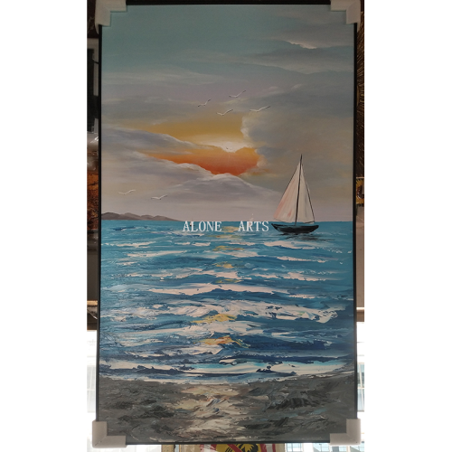Oil Painting Home Entrance Painting Simple Modern Light Luxury Hanging Vertical Board Nordic Landscape Mural Smooth Sailing